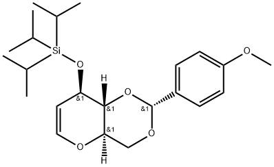 1,5-Anhydro-2-deoxy-4,6-O-[(R)-(4-methoxyphenyl)methylene]-3-O-[tris(1-methylethyl)silyl]-D-arabino-hex-1-enitol Struktur