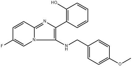 Phenol, 2-[6-fluoro-3-[[(4-methoxyphenyl)methyl]amino]imidazo[1,2-a]pyridin-2-yl]- Struktur