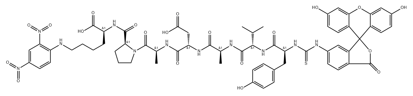 FITC-Tyr-Val-Ala-Asp-Ala-Pro-Lys(Dnp)-OH (Contains FITC isomer I) Struktur