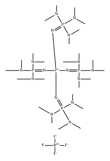 Phosphorus(1+), tetrakis(N,N,N',N',N'',N''-hexamethylphosphorimidic triamidato-κN''')-, (T-4)-, tetrafluoroborate(1-) (1:1) Struktur