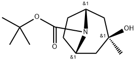 8-Azabicyclo[3.2.1]octane-8-carboxylic acid, 3-hydroxy-3-methyl-, 1,1-dimethylethyl ester, (3-exo)- Struktur