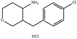 3-(4-Chlorobenzyl)tetrahydro-2H-pyran-4-amine hydrochloride Struktur