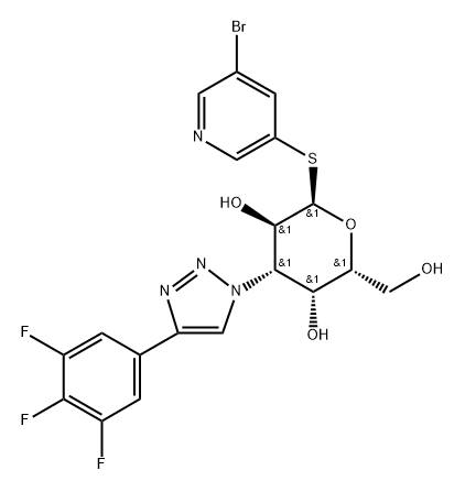 α-D-Galactopyranoside, 5-bromo-3-pyridinyl 3-deoxy-1-thio-3-[4-(3,4,5-trifluorophenyl)-1H-1,2,3-triazol-1-yl]- Struktur