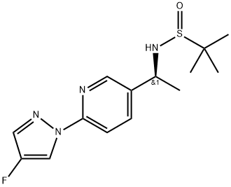 2-Propanesulfinamide, N-[(1S)-1-[6-(4-fluoro-1H-pyrazol-1-yl)-3-pyridinyl]ethyl]-2-methyl-, [S(R)]- Struktur