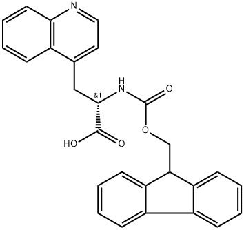 4-Quinolinepropanoic acid, α-[[(9H-fluoren-9-ylmethoxy)carbonyl]amino]-, (αS)- Struktur