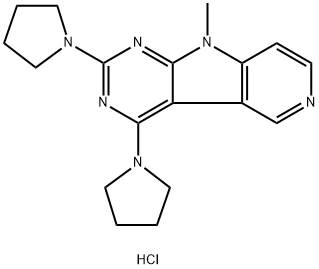 9H-Pyrido[3',4':4,5]pyrrolo[2,3-d]pyrimidine, 9-methyl-2,4-di-1-pyrrolidinyl-, hydrochloride (1:1) Struktur