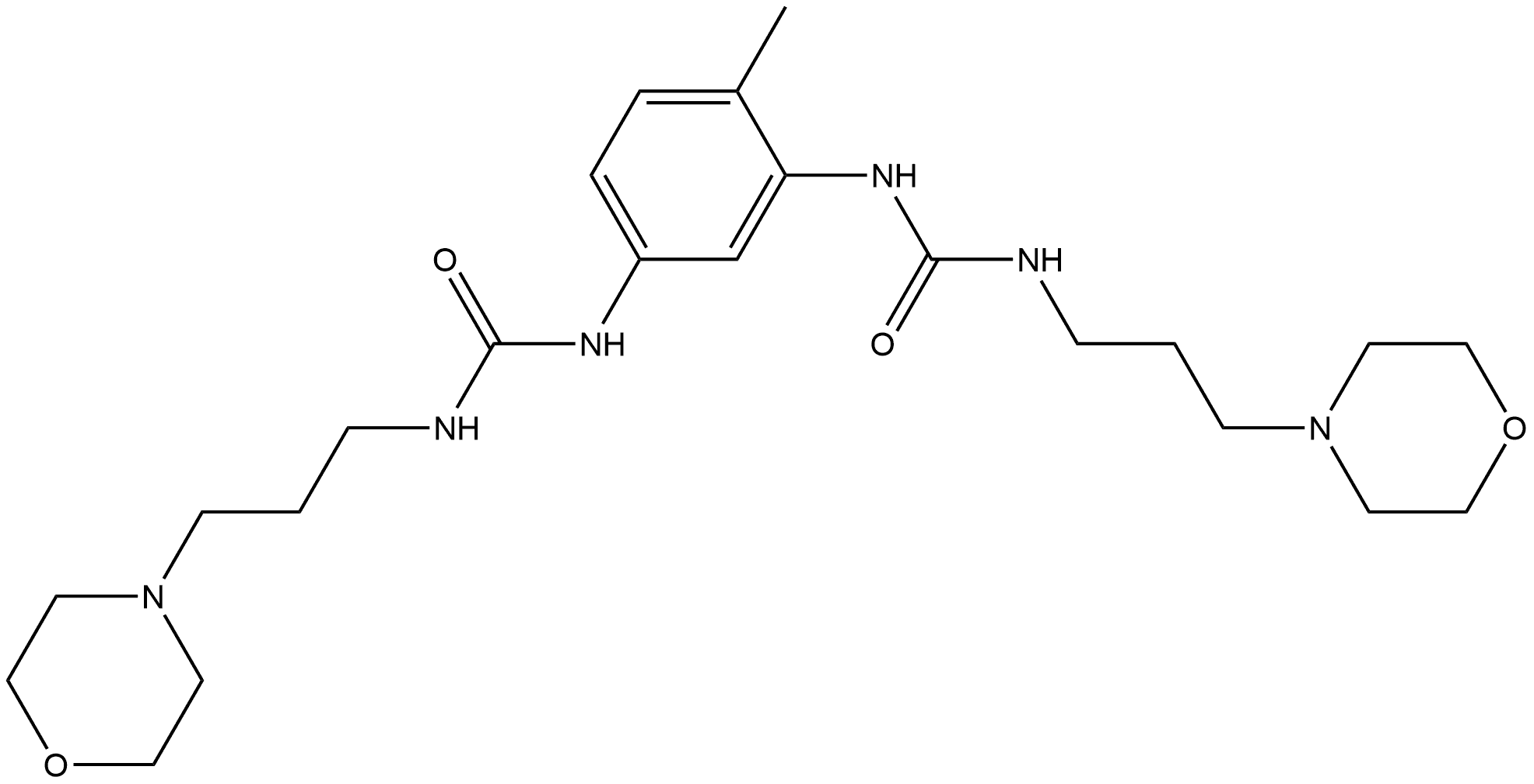 3-[4-Methyl-3-({[3-(morpholin-4-yl)propyl]carbamoyl}amino)phenyl]-1-[3-(morpholin-4-yl)propyl]urea Struktur