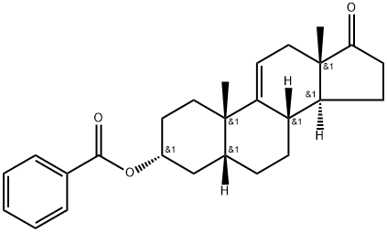 Androst-9(11)-en-17-one, 3-(benzoyloxy)-, (3α,5β)- Struktur