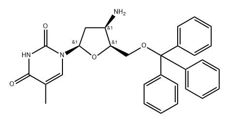 3'--Amino-2',3'-dideoxy-5'-O-methoxytrityl-5-methyluridine Struktur