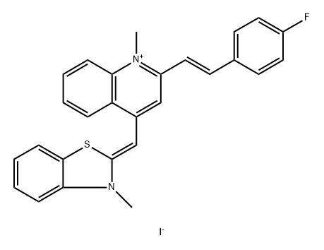 Quinolinium, 2-[(1E)-2-(4-fluorophenyl)ethenyl]-1-methyl-4-[(Z)-(3-methyl-2(3H)-benzothiazolylidene)methyl]-, iodide (1:1) Struktur