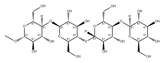 甲基 O-BETA-D-吡喃葡萄糖基-(1-4)-S-BETA-D-吡喃葡萄糖基-(1-4)-O-4-硫代-BETA-D-吡喃葡萄糖基-(1-4)-BETA-D-吡喃葡萄糖苷, 205451-26-9, 結構式