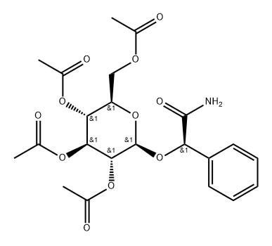 (αR)-α-[(2,3,4,6-Tetra-O-acetyl-β-D-glucopyranosyl)oxy]benzeneacetamide Struktur