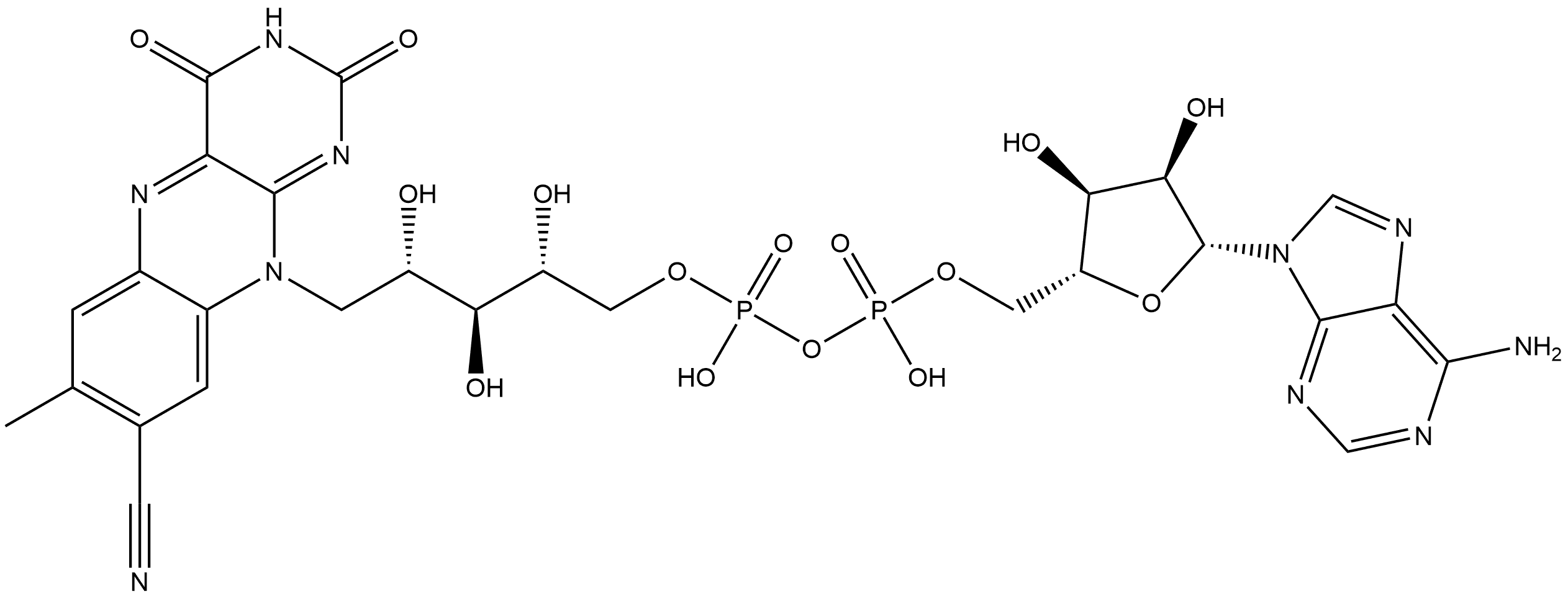 Riboflavin 5'-(trihydrogen diphosphate), 8-cyano-8-demethyl-, P'→5'-ester with adenosine Struktur