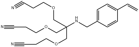 3,3′-[[2-[(2-cyanoethoxy)methyl]-2-[[(4-ethenylphenyl)methyl]amino]-1,3-propanediyl]bis(oxy)]bis- Propanenitrile, Struktur