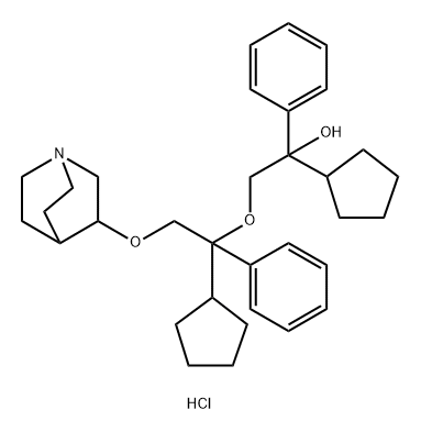 α-[[2-(1-Azabicyclo[2.2.2]oct-3-yloxy)-1-cyclopentyl-1-phenylethoxy]methyl]-α-cyclopentyl-benzenemethanol hydrochloride Struktur