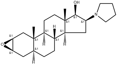 Androstan-17-ol, 2,3-epoxy-16-(1-pyrrolidinyl)-, (2β,3β,5α,16β,17β)- Struktur