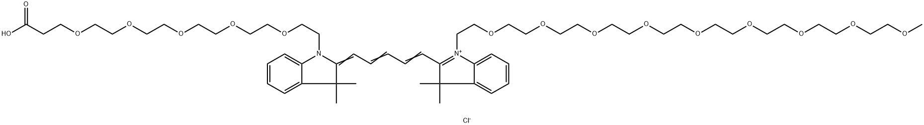 N-(m-PEG9)-N'-(PEG5-acid)-Cy5 Struktur