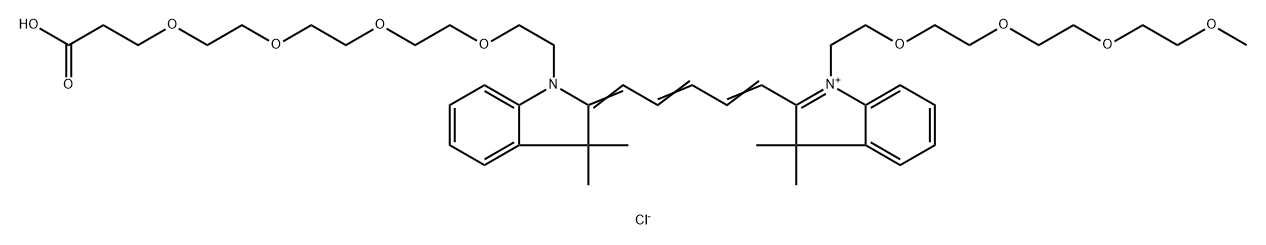 N-(m-PEG4)-N'-(PEG4-acid)-Cy5 Struktur