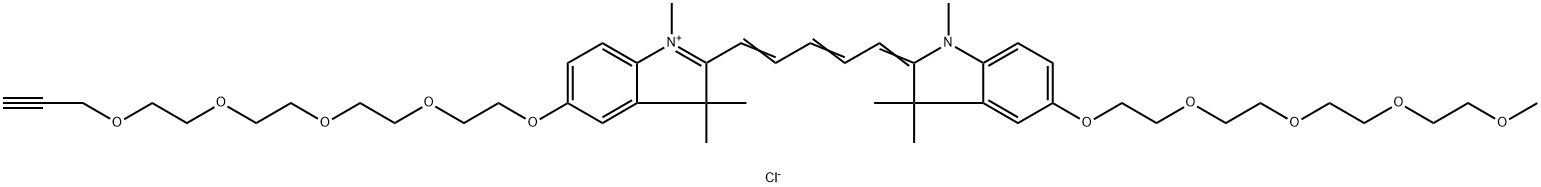 N-methyl-N'-methyl-O-(m-PEG4)-O'-(propargyl-PEG4)-Cy5 Struktur