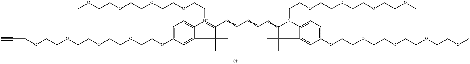 N-(m-PEG4)-N'-(m-PEG4)-O-(m-PEG4)-O'-(propargyl-PEG4)-Cy5 Struktur