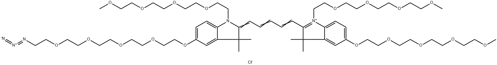 N-(m-PEG4)-N'-(m-PEG4)-O-(m-PEG4)-O'-(azide-PEG4)-Cy5 Struktur