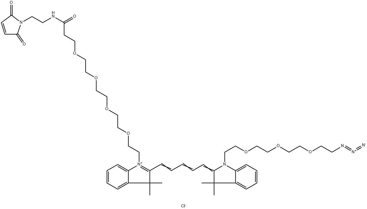 N-(azide-PEG3)-N'-(Mal-PEG4)-Cy5 Struktur