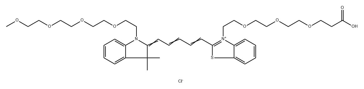 N-(m-PEG4)-3,3-Dimethyl-3H-indole-N'-(acid-PEG3)-Benzothiazole Cy5 Struktur