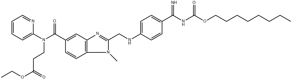 β-Alanine, N-[[2-[[[4-[imino[[(octyloxy)carbonyl]amino]methyl]phenyl]amino]methyl]-1-methyl-1H-benzimidazol-5-yl]carbonyl]-N-2-pyridinyl-, ethyl ester Struktur