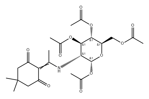 .alpha.-D-Glucopyranose, 2-deoxy-2-1-(4,4-dimethyl-2,6-dioxocyclohexylidene)ethylamino-, 1,3,4,6-tetraacetate Struktur