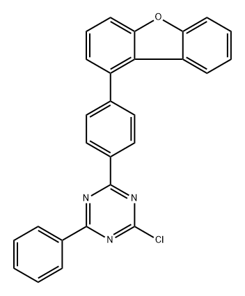 2-Chloro-4-(4-(dibenzo[b,d]furan-1-yl)phenyl)-6-phenyl-1,3,5-triazine Struktur