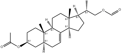 Pregn-7-ene-3,21-diol, 20-methyl-, 3-acetate 21-formate, (3β,5α,20S)- Struktur