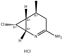 2-Azabicyclo[4.1.0]hept-2-en-3-amine, 7-chloro-5-methyl-, hydrochloride (1:1), (1S,5S,6R,7R)- Struktur