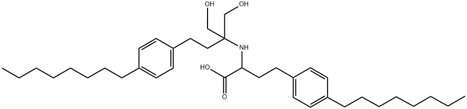 Benzenebutanoic acid, α-[[1,1-bis(hydroxymethyl)-3-(4-octylphenyl)propyl]amino]-4-octyl- Struktur