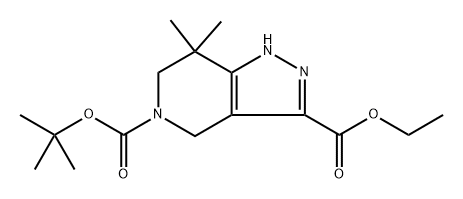 5-(tert-butyl) 3-ethyl 7,7-dimethyl-1,4,6,7-tetrahydro-5H-pyrazolo[4,3-c]pyridine-3,5-dicarboxylate Struktur