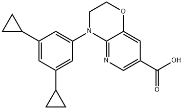 4-(3,5-dicyclopropylphenyl)-3,4-dihydro-2H-pyrido[3,2-b][1,4]oxazine-7-carboxylicacid Struktur