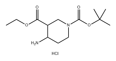 1-Boc-4-amino-piperidine-3-carboxylic acid ethyl ester hydrochloride Struktur