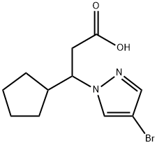 3-(4-溴-1H-吡唑-1-基)-3-環(huán)戊基丙酸 結(jié)構(gòu)式