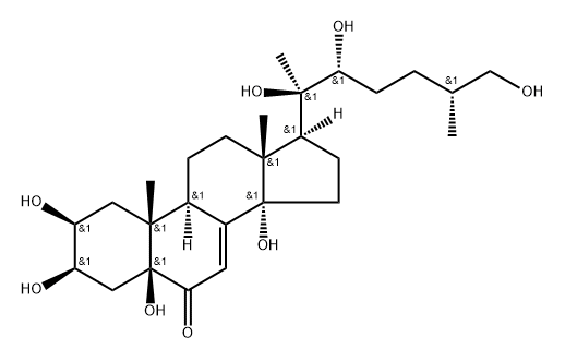 Cholest-7-en-6-one, 2,3,5,14,20,22,26-heptahydroxy-, (2β,3β,5β,22R,25R)- (9CI) Struktur