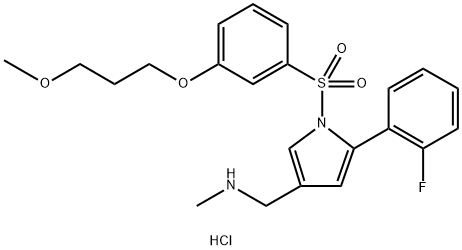 1H-Pyrrole-3-methanamine, 5-(2-fluorophenyl)-1-[[3-(3-methoxypropoxy)phenyl]sulfonyl]-N-methyl-, hydrochloride (1:1) Struktur