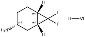 Bicyclo[4.1.0]heptan-3-amine, 7,7-difluoro-, hydrochloride (1:1), (1R,3R,6S)-rel- Struktur