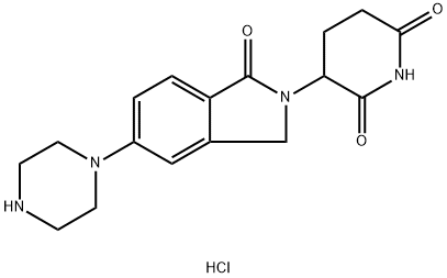 2,6-Piperidinedione, 3-[1,3-dihydro-1-oxo-5-(1-piperazinyl)-2H-isoindol-2-yl]-, hydrochloride (1:1) Struktur