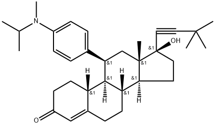 19,21-Dinorchol-4-en-20(22)-yn-3-one, 17-hydroxy-23,23-dimethyl-11-[4-[methyl(1-methylethyl)amino]phenyl]-, (11β,17α)- Struktur