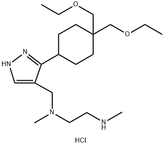 1,2-Ethanediamine, N1-[[3-[4,4-bis(ethoxymethyl)cyclohexyl]-1H-pyrazol-4-yl]methyl]-N1,N2-dimethyl-, hydrochloride (1:1) Struktur