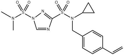 N3-cyclopropyl-N3-[(4-ethenylphenyl)methyl]-N1,N1-dimethyl-1H-1,2,4-triazole-1,3-disulfonamide Struktur