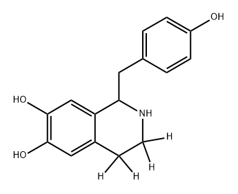 6,7-Isoquinolinediol-3,4-d2, 1,2,3,4-tetrahydro-3,4-d2-1-[(4-hydroxyphenyl)methyl]- Struktur