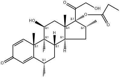 Pregna-1,4-diene-3,20-dione, 6,9-difluoro-11,21-dihydroxy-16-methyl-17-(1-oxopropoxy)-, (6α,11β,16α)- (9CI) Struktur