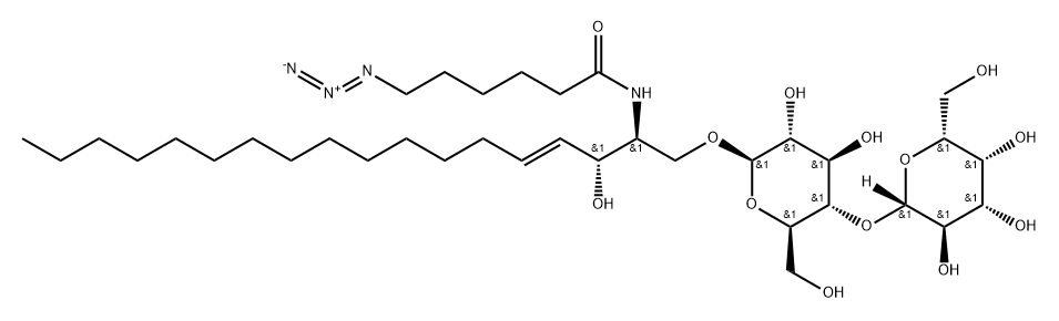 Hexanamide, 6-azido-N-[(1S,2R,3E)-1-[[(4-O-β-D-galactopyranosyl-β-D-glucopyranosyl)oxy]methyl]-2-hydroxy-3-heptadecen-1-yl]- Struktur