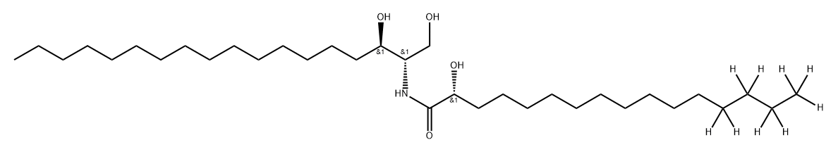 Hexadecanamide-13,13,14,14,15,15,16,16,16-d9, 2-hydroxy-N-[(1S,2R)-2-hydroxy-1-(hydroxymethyl)heptadecyl]-, (2R)- Struktur