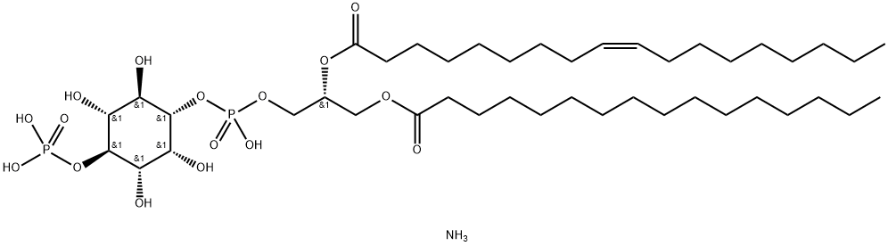 D-myo-Inositol, 4-(dihydrogen phosphate) 1-[(2R)-3-[(1-oxohexadecyl)oxy]-2-[[(9Z)-1-oxo-9-octadecen-1-yl]oxy]propyl hydrogen phosphate], ammonium salt (1:2) Struktur