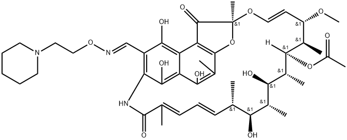 3-[[[2-(1-Piperidinyl)ethoxy]imino]methyl]rifamycin Struktur